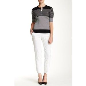 NWT Theory Testra Checklist White Straight Leg Ankle Pants Size 10